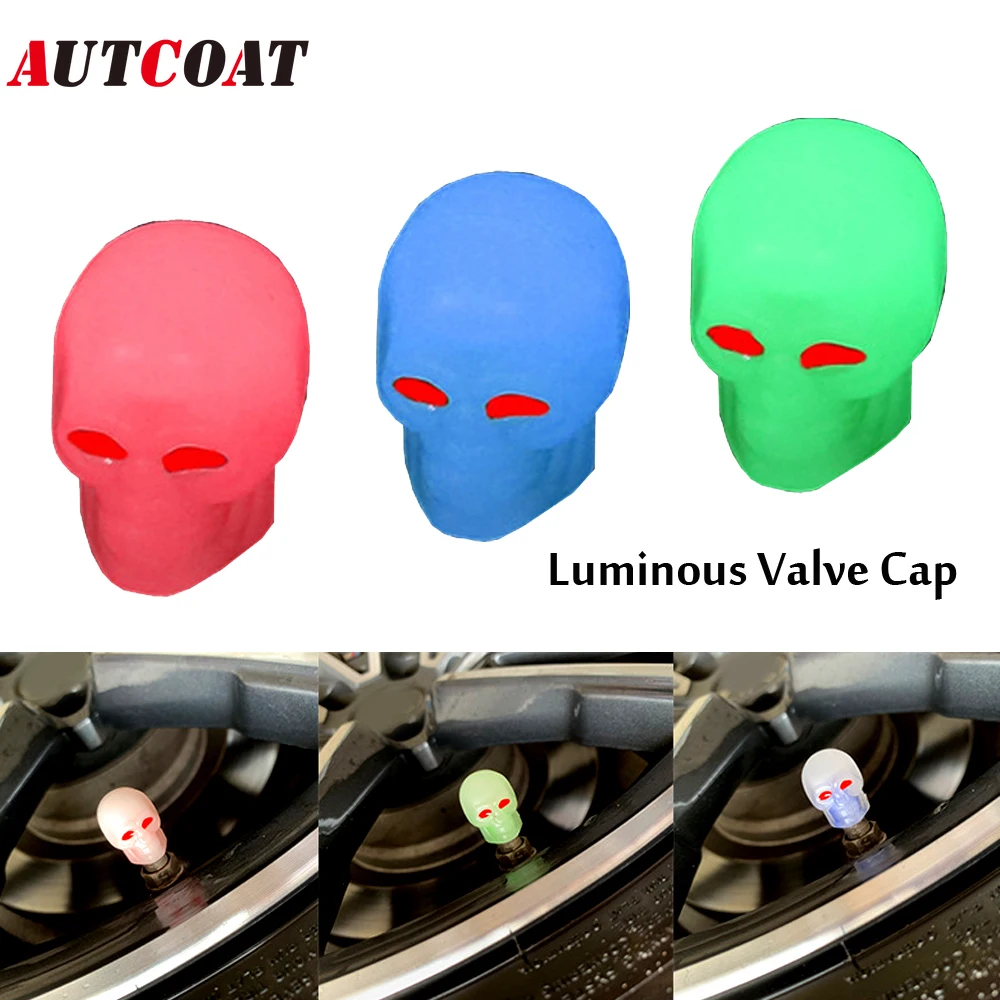 

AUTCOAT Luminous Valve Caps Car Motorcycle Bicycle Wheel Hub Glowing Dust-proof Decorative Tyre Rim Stem Nozzles Covers