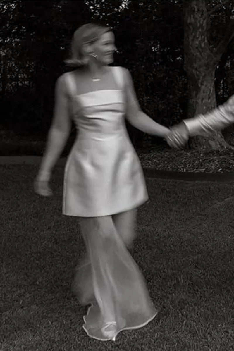 여성용 짧은 무도회 드레스, 긴 쉬어 메쉬 스트랩, 새틴 보호 웨딩 원피스