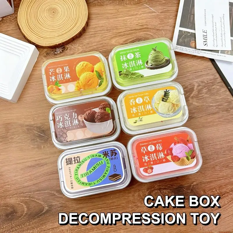 Cartoon Jar  Toy Ice Cream Cake Pinch Toy Model Simulation Tiramisu Ice Cream Clicker Decompression Gifts For Kids Adults