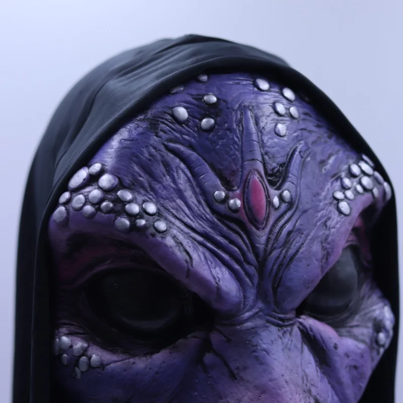2025 New Alien Curse Witch Alien Mask Latex Hybrid Creature Headgear Adult Horror Gear Sci-fi Halloween Party Scary Spoof Mask