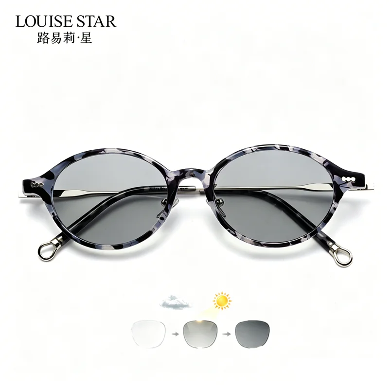 TR90 Art Retro Elliptical Frame Smooth Glasses for Men and Women Reading Glasses Photochromic Presbyopia Glasses