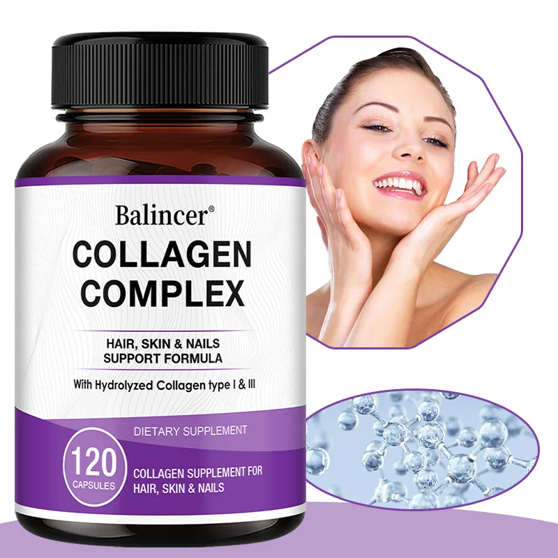 

Collagen Complex Capsules - Multi-Collagen Types I II III V X , Anti-Aging, Skin Hair Nails Joint & Bones Support, Nutrition