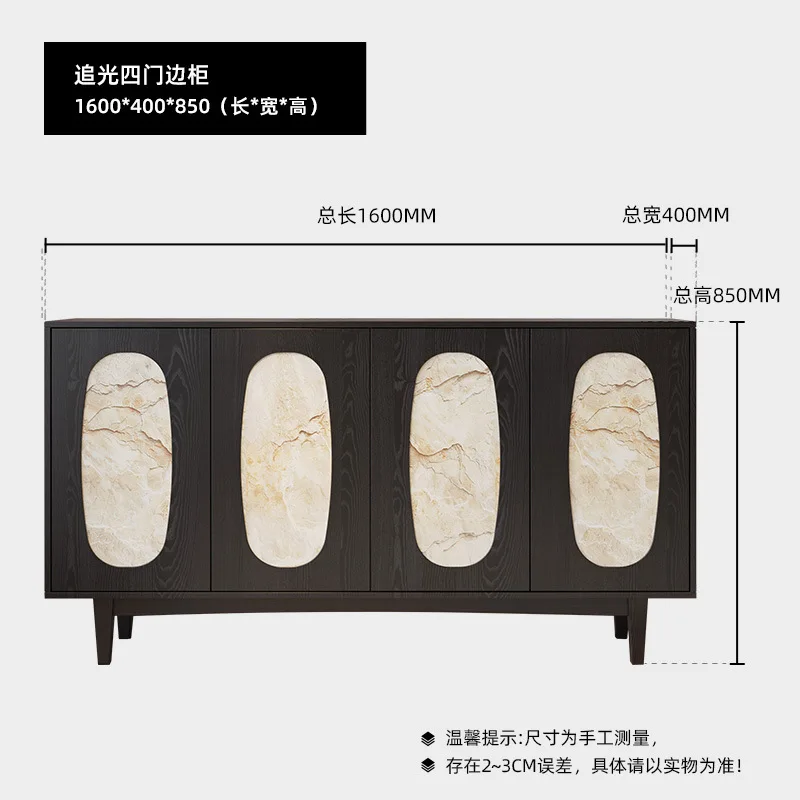 Yjq French retro solid wood dining side locker Middle antique rock slab living room wall entrance storage cabinet