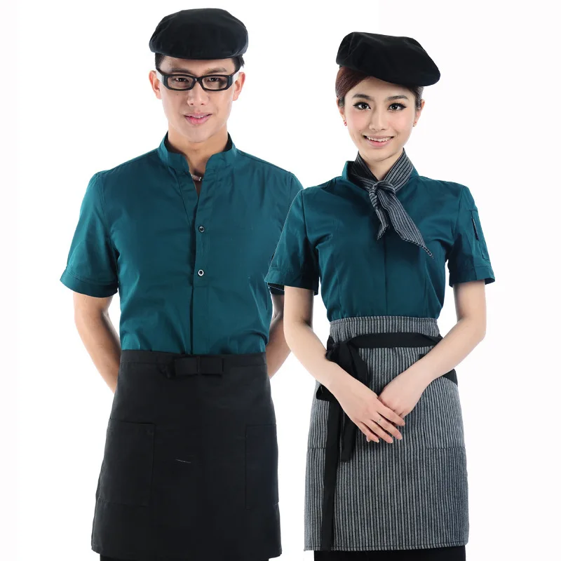 Wholesale Supply Coffee Waiter Short Sleeve Bar KTV Hot Pot Shop Uniform Restaurant Tea House Clothing Summer