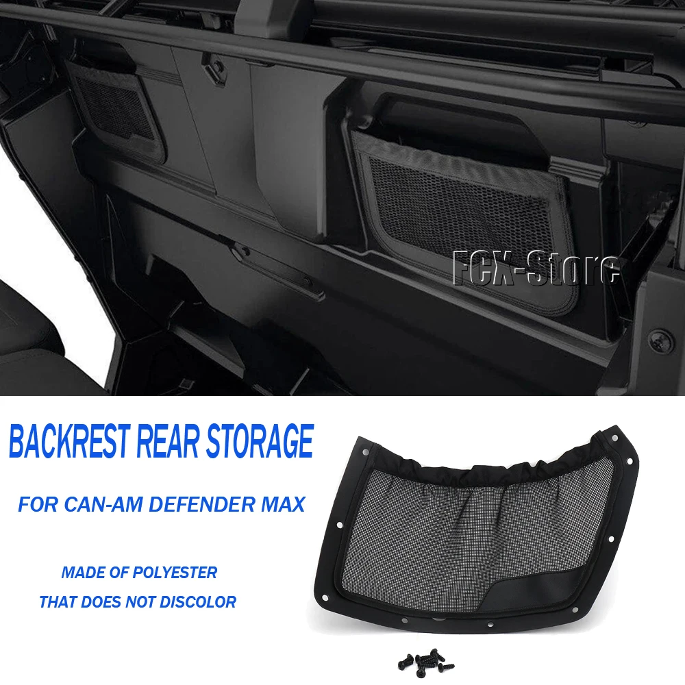 For Can-Am Defender HD7 HD8 HD9 HD10 MAX New UTV Front Seat Back Storage Pocket Net Cover Rear String Bag Mesh Holder Black