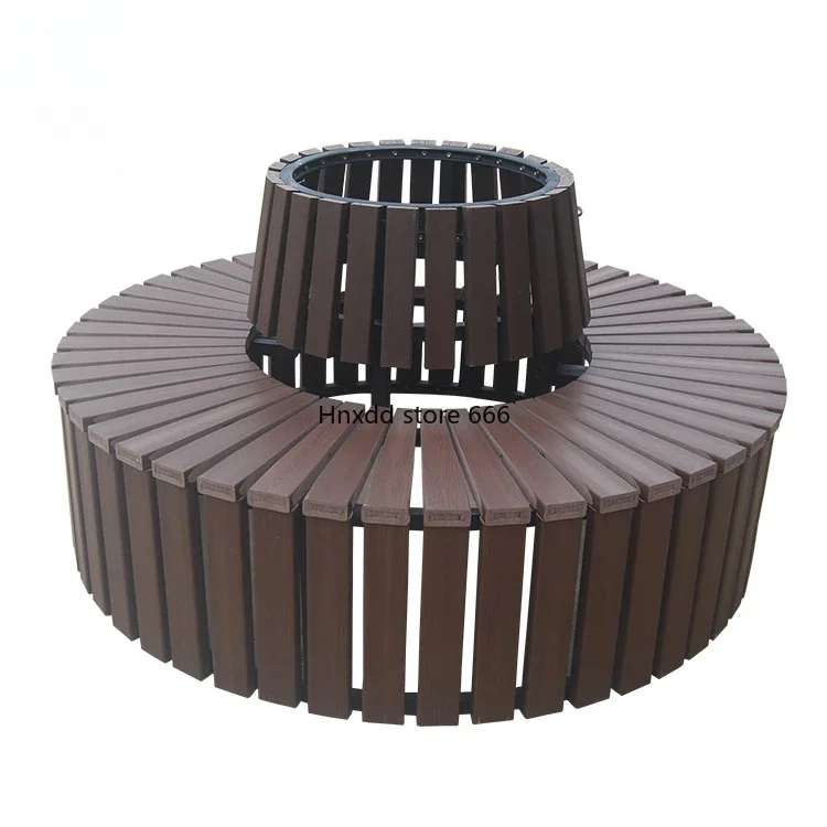 Square outdoor round chair plastic wood park tree chair preservative wood stool