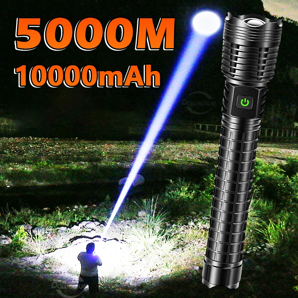 50000M High Power Led Flashlights With Usb Rechargeable Powerful LED Flashlight Ultra Bright Lantern 10000mAh Outdoor Torch Lamp