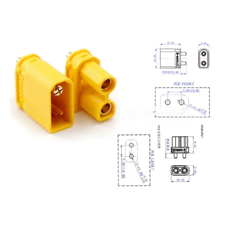 Amass XT30UPB Genuine PCB Gold-Plated and Nickel-Plated Connectors: Widely Used in Drones, Model Aircraft Motors, Energy Storage