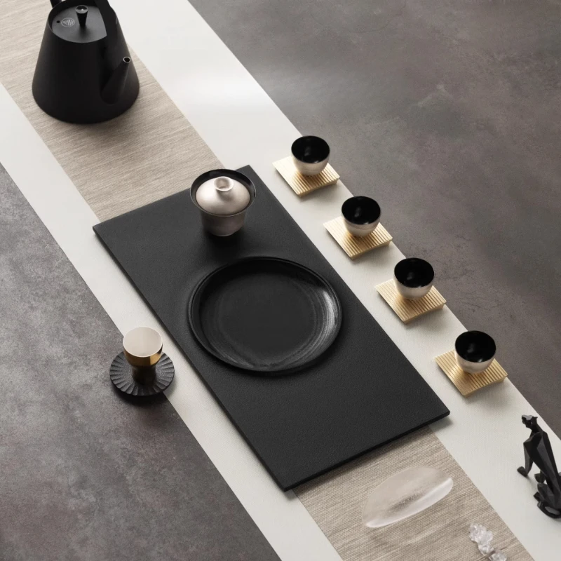 

Прямоугольный чайный поднос для кафетерия, черные мраморные подставки, поднос для церемоний, для гостиной, для приема гостей, декоративные подносы для дома