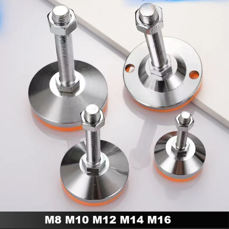 1Pc M8 M10 M12 M14 M16 Heavy Duty Fixed Adjustment Foot Metal Base+TPU Rubber Pad D40 D50 D60 Milling Machine Furniture Leveling