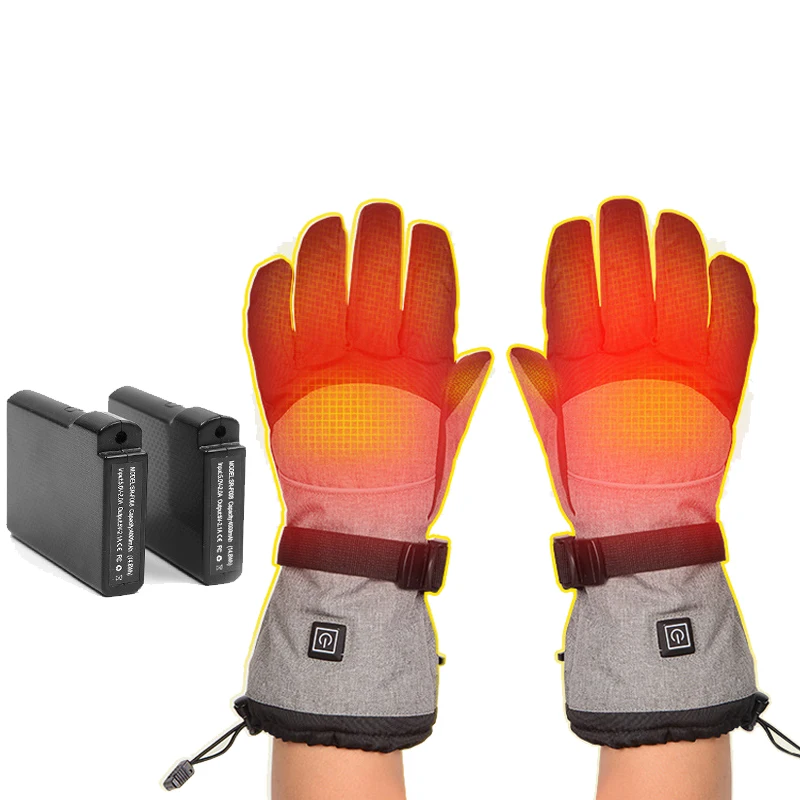 Winter Velour Heating Hand Warmer Heater Outdoor Sports Hunting Hiking Skiing Ski Heated Gloves Rechargeable Lithium Battery