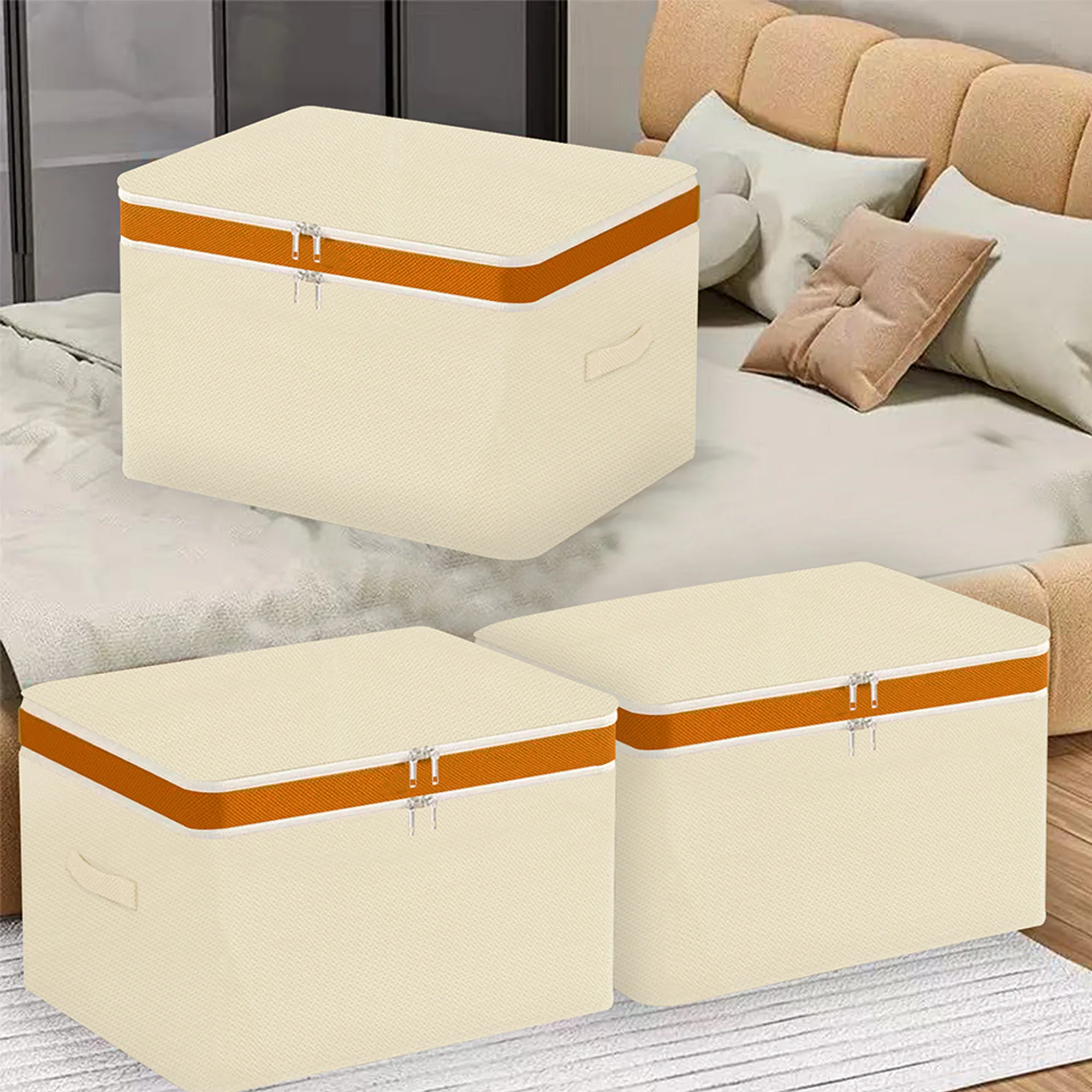 

4-piece double-layer storage bag - durable, foldable storage bag suitable for storing quilts, blankets, clothes, hats, socks, bl