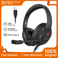 EKSA H2 Wired Headphones with Microphone Call Center Wire Headset for PC/PS4/Xbox Call Centre/Traffic/Office Headset