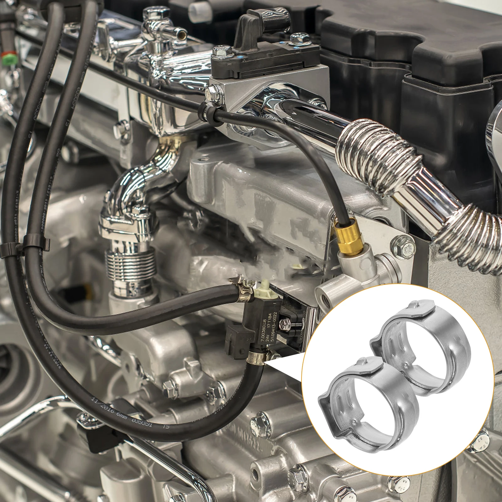 

50Pcs Durable Stainless Steel Pex Crimp Rings Hose Clamps Tubing Clips Pinch Clamps for Fuel Lines Vacuum Garden Hose