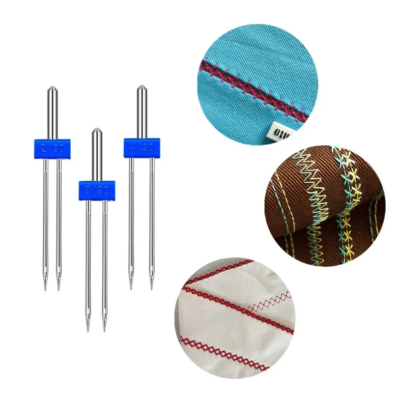 2/3/4mm Steel Sewing Machine Twin Needles Home sewing machine Accessories For Edge sealing embroidered and Presser Foot Set