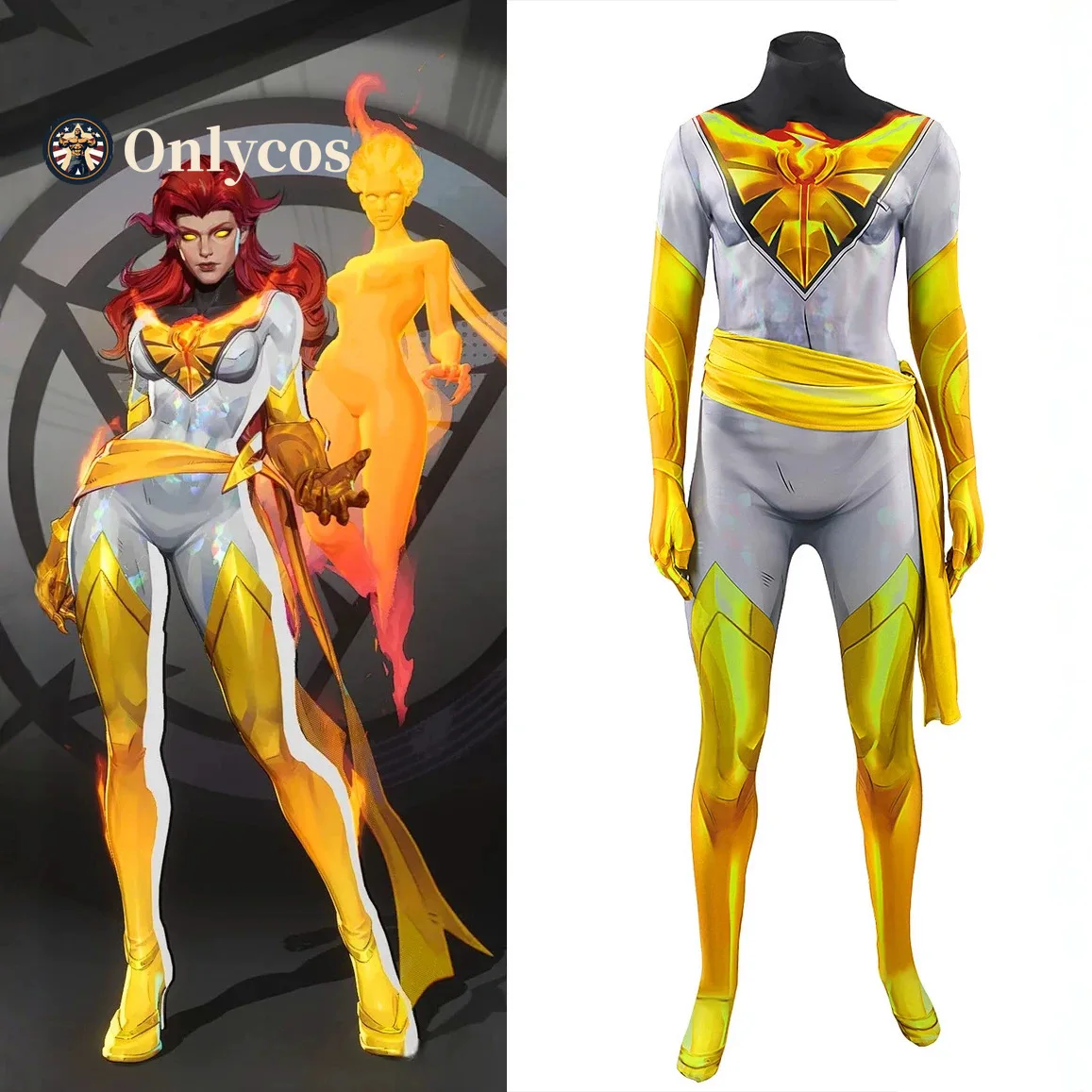 Rivals White Crown Phoenix Jean Grey Cosplay Costume Zentai Female Halloween Party Bodysuit Onlycos