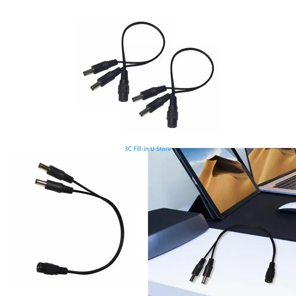 G8TA DC5.5x2.1mm Power Plug Adapter Wrie 1 Female to 2 Male Connectors Splitter Cable