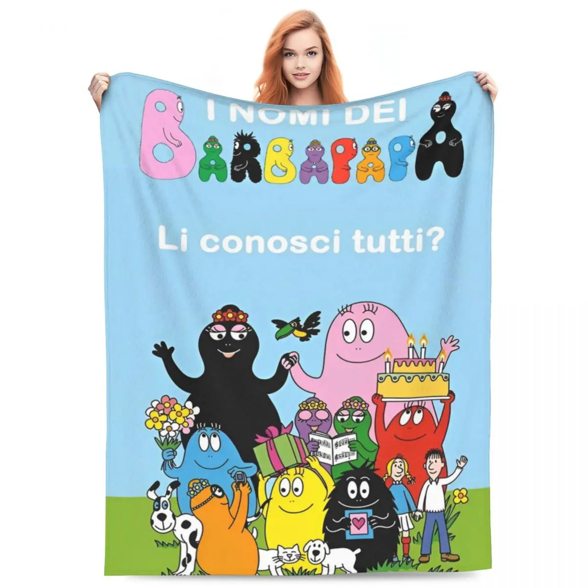 Barbapapa Family Cartoon TV Show Blanket Plush Funny Breathable Throw Blanket for Bed Sofa Autumn/Winter