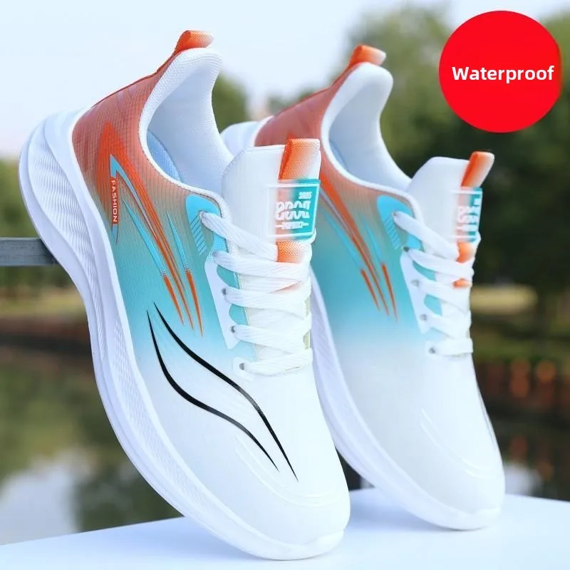 

Ultra-Light Waterproof Leather Surface Men's Sports Shoes Shock Absorption Student Running Shoes Soft Bottom Casual Trendy Co...