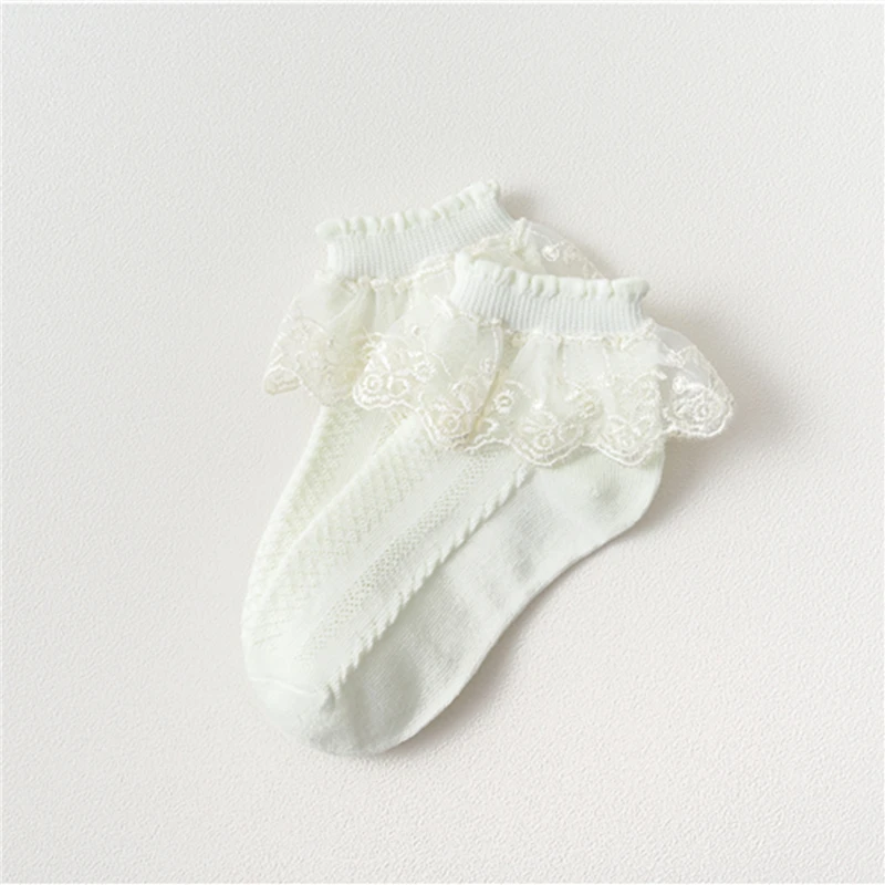 Summer Fashion Kids Socks Baby Girl Ruffle Sock Cute Baby Frilly Toddle Designer White Pink Lace Kid Socks For Girls