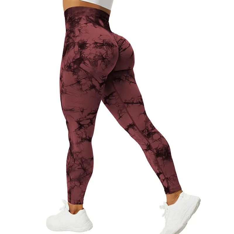 Nadanbao nahtlose Pfirsich Rumpf Fitness Yoga Hosen Frauen Tie-Dye-Druck Workout Leggings Gym Mode hohe Taille Hosen