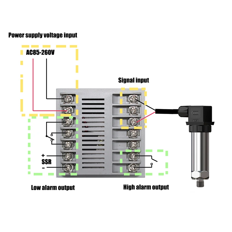 0-1-2500 PSI manometer programmable Pressure controller gauge relay and SSR output low and high pressure alarm relay switch