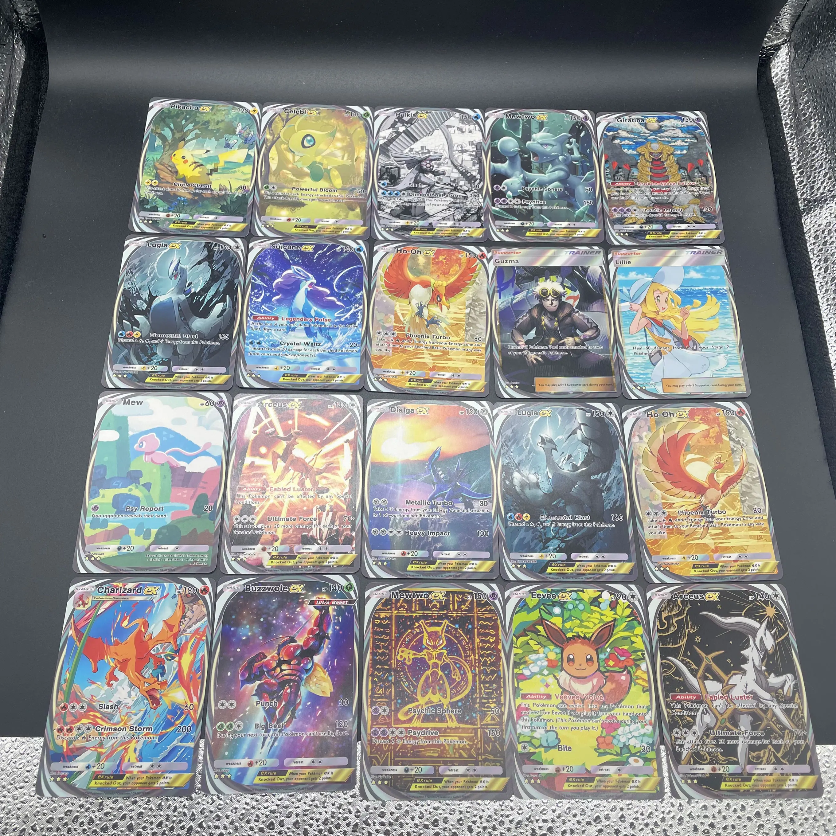 أنيمي Ptcg Tcg جيب 20 قطعة/المجموعة Pichu Mew Rayquaza Mewtwo Lillie المدربين الإنجليزية جمع بطاقة جامع هدايا الحفلات #1