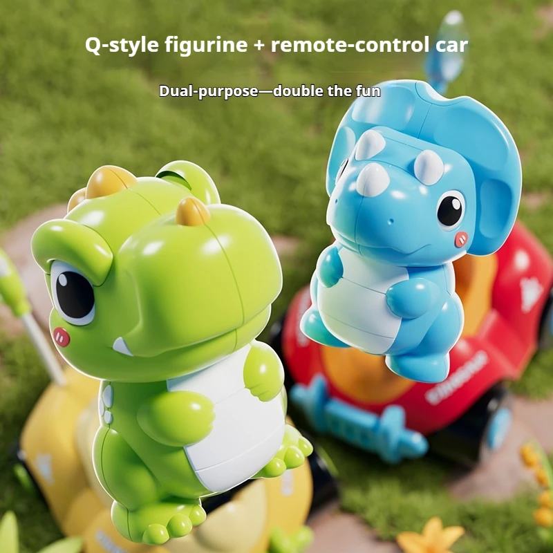 Dinosaur Remote Control Car 2 In 1 Cute Cartoon RC Vehicle With Detachable Dino Figure Birthday Gift For Indoor Outdoor  Play