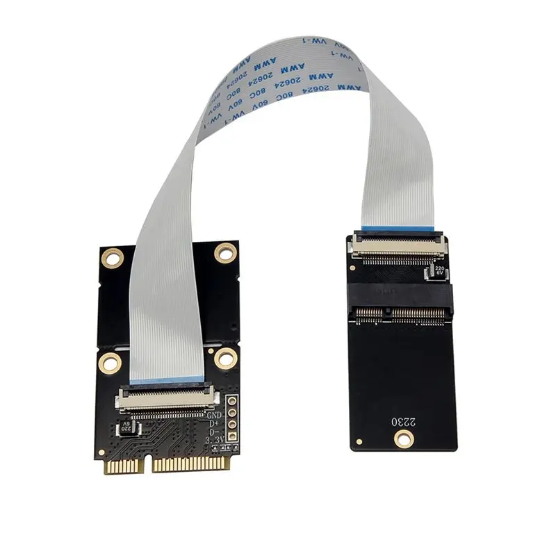 

Кабель-адаптер M.2 Key E NGFF на Mini PCI-E с удлинительным кабелем FPC для модулей Wi-Fi и Bluetooth - ABIU