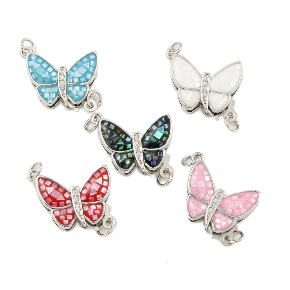 5Pcs Butterfly Box Clasps Flying Animal End Connectors for Bracelet Jewelry Finding Accessories Random Mixed Color 17x15.5x4mm