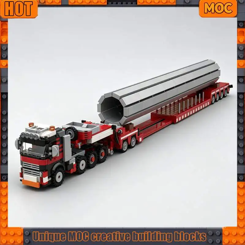 1464PCS Semi Tractor Extendable Low Loader Building Blocks Set Heavy Duty Truck Trailer Vehicle Model DIY Assembly Creative Gift