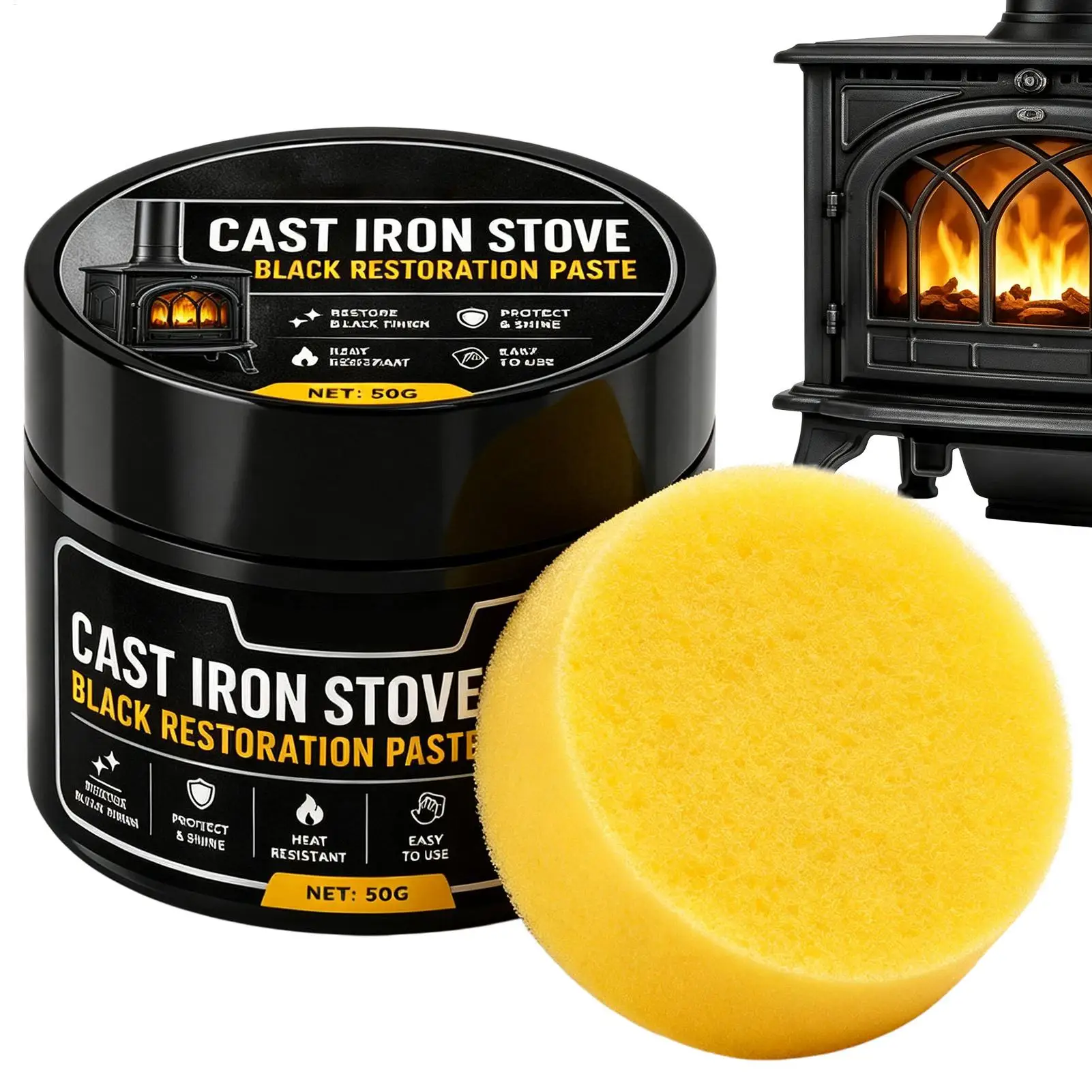50g 50g Heat-Resistant Black Stove Restorer, Cleaning & Restoration Coating for Wood Burner, Fireplace & Grate Refurbishment paste - Aliexpress Deal