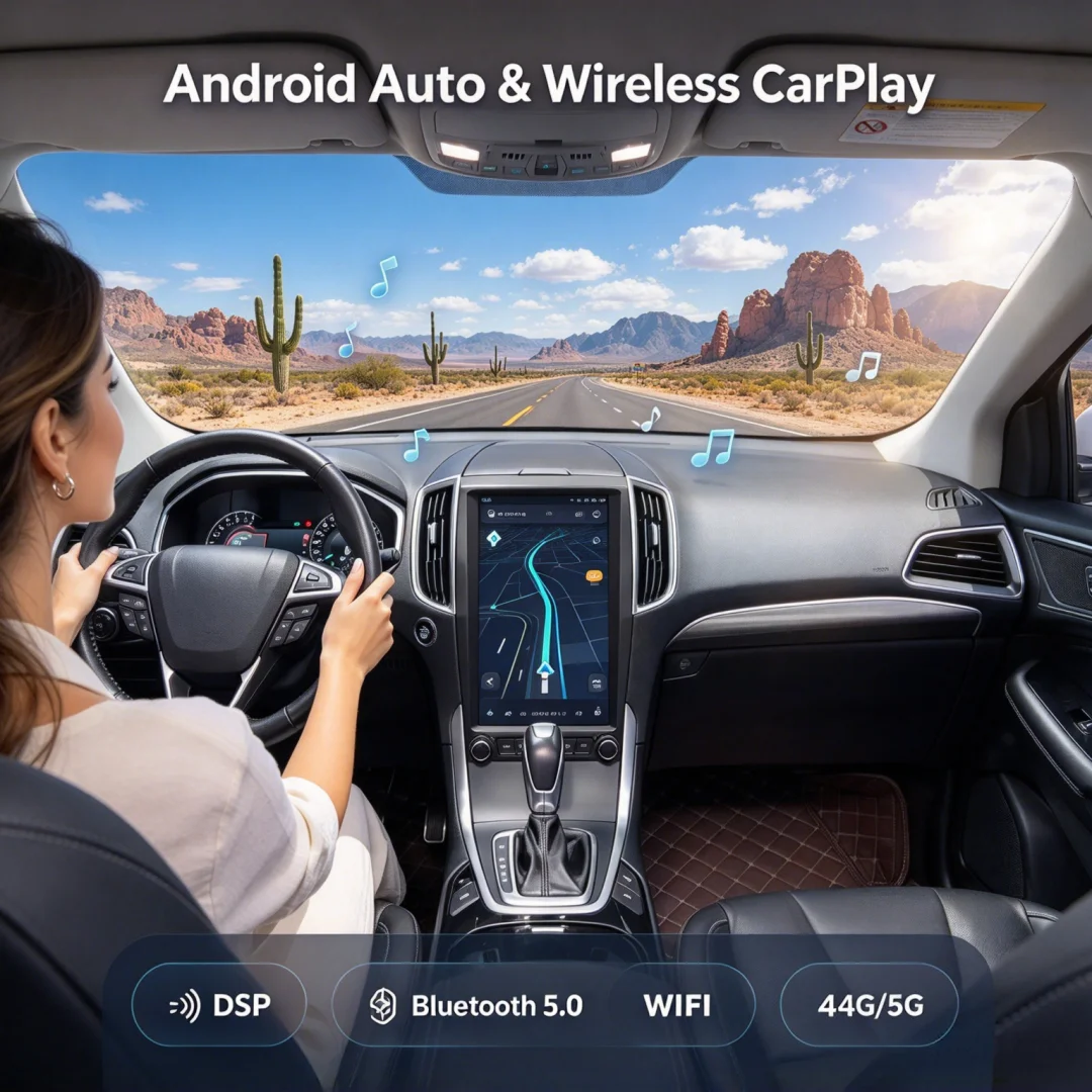 CarPlay Android 13 13.6Inch Car GPS Navigation For Ford EDGE 2015-2021 Touch Screen Head Unit Multimedia Player Radio Stereo DSP