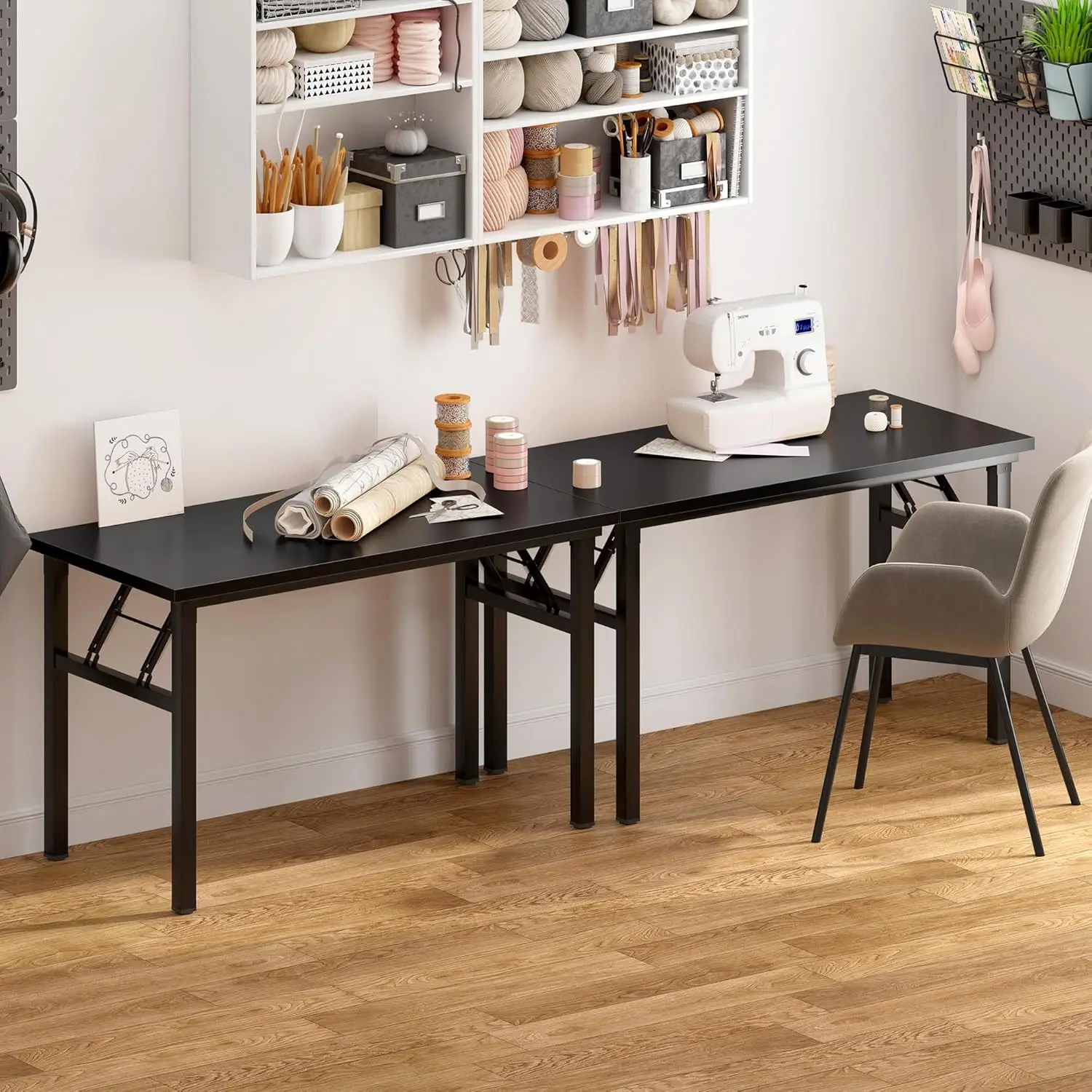 Home Office Desk 47 inch - No Assembly Folding Computer Table with BIFMA Certification,Computer Table Workstation Perfect