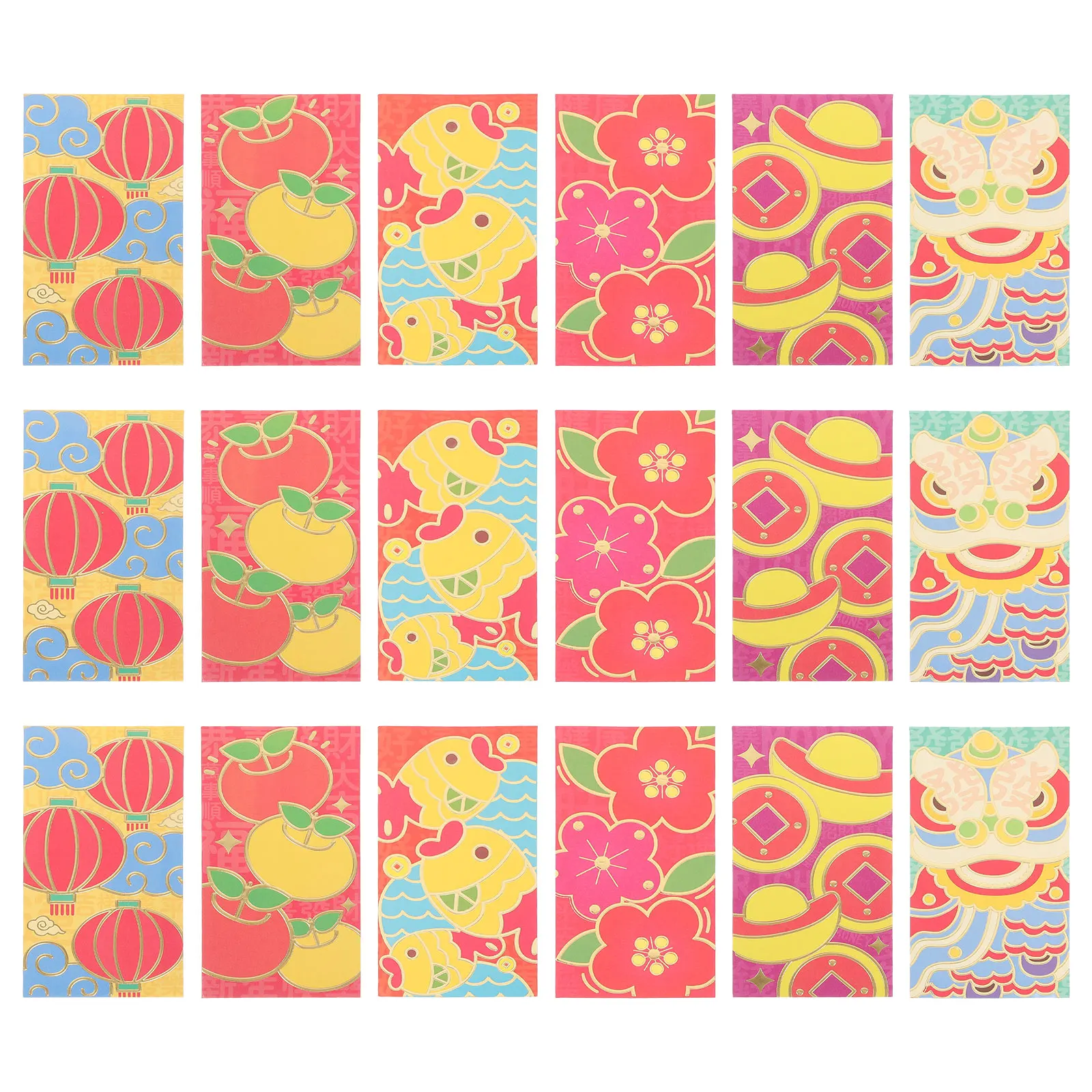 

18 Pcs Cartoon Red Envelopes Iridescent Paper Money Holders Chinese New Year Decorations Festive Gifts