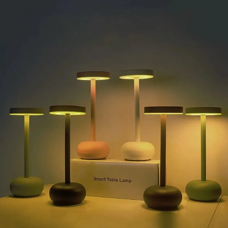 

Metal LED Creative Desk Lamp Touch Control Three Color Dimmable USB Rechargeable Night Light for Restaurant Bar Hotel Bedroom