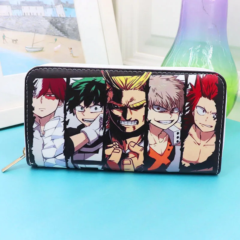 My Hero Academy Demon Slayer Anime Cartoon PU Leather Multi-Layer Wallets Cosplay Wallet Coin Bag Zipper Purse