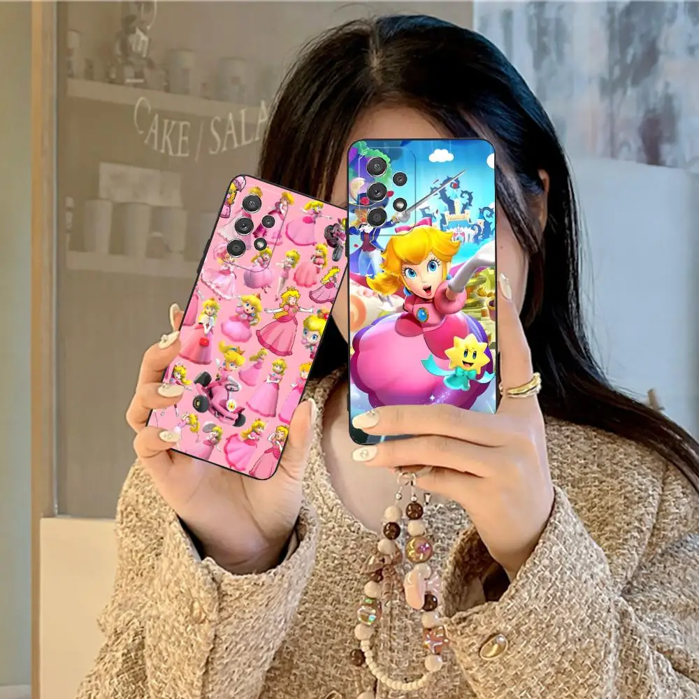 أنيمي الأميرة الخوخ قضية الهاتف المحمول لسامسونج غالاكسي A56 55 54 53 52 51 36 35 34 23 16 15 5 جرام غطاء ملون فاخر جميل