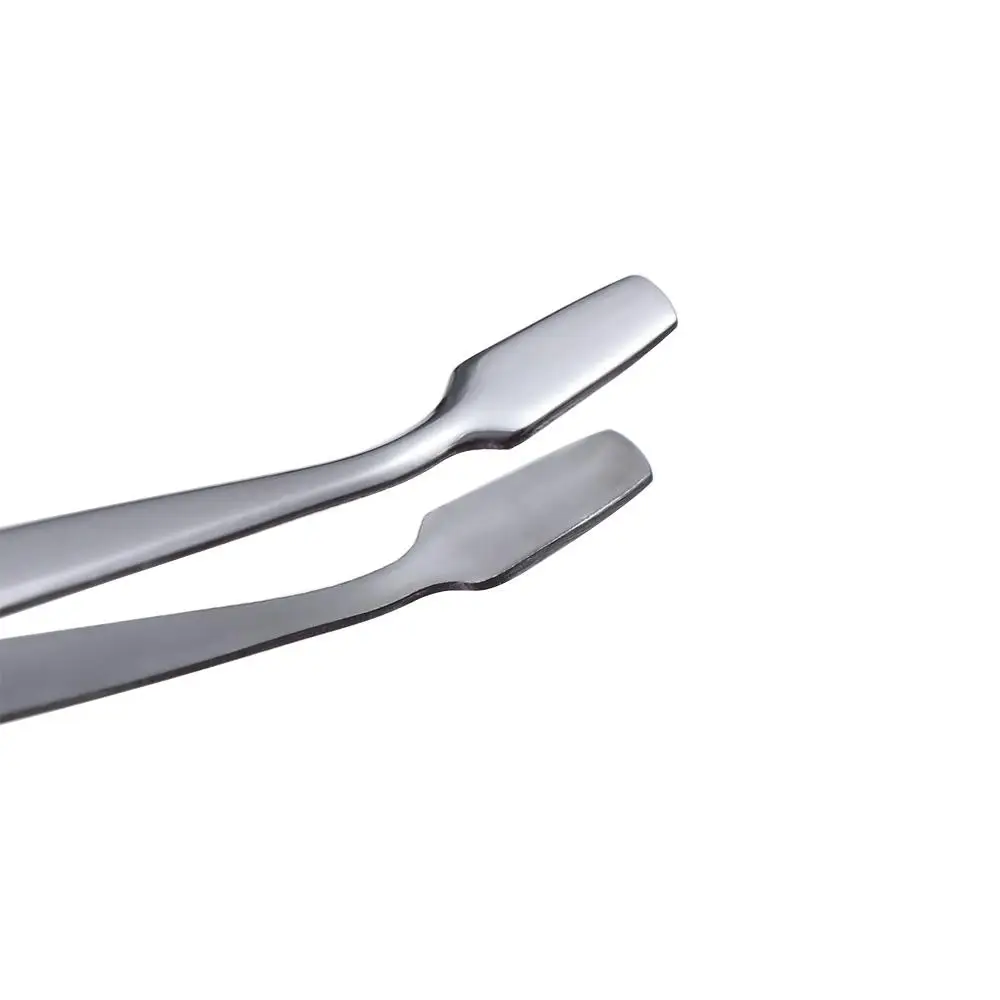 Stainless Steel Flat Mouth Eyelashes Tweezers Straight/Elbow Professional Eyebrow Pliers Beauty False Eyelash Aids