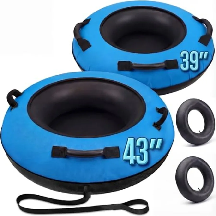 

Надувные санки-ватрушка для взрослых (2 шт.), 43''/39'', усиленные, с чехлом из премиального холста и ручками с пенонаполнением, утолщенный жесткий дном