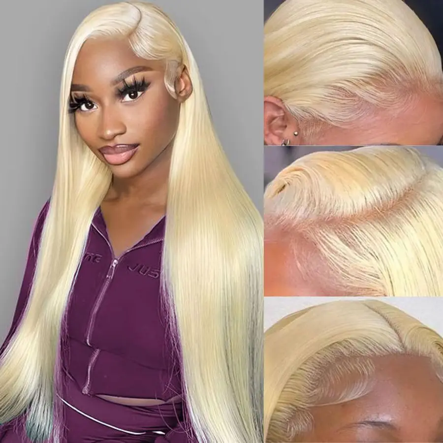 

26 Inch 613 Lace Front Wig Human Hair 13x5 Straight 613 HD Lace Frontal Wig Human Hair Pre Plucked Bleached Knots for Women26Inc