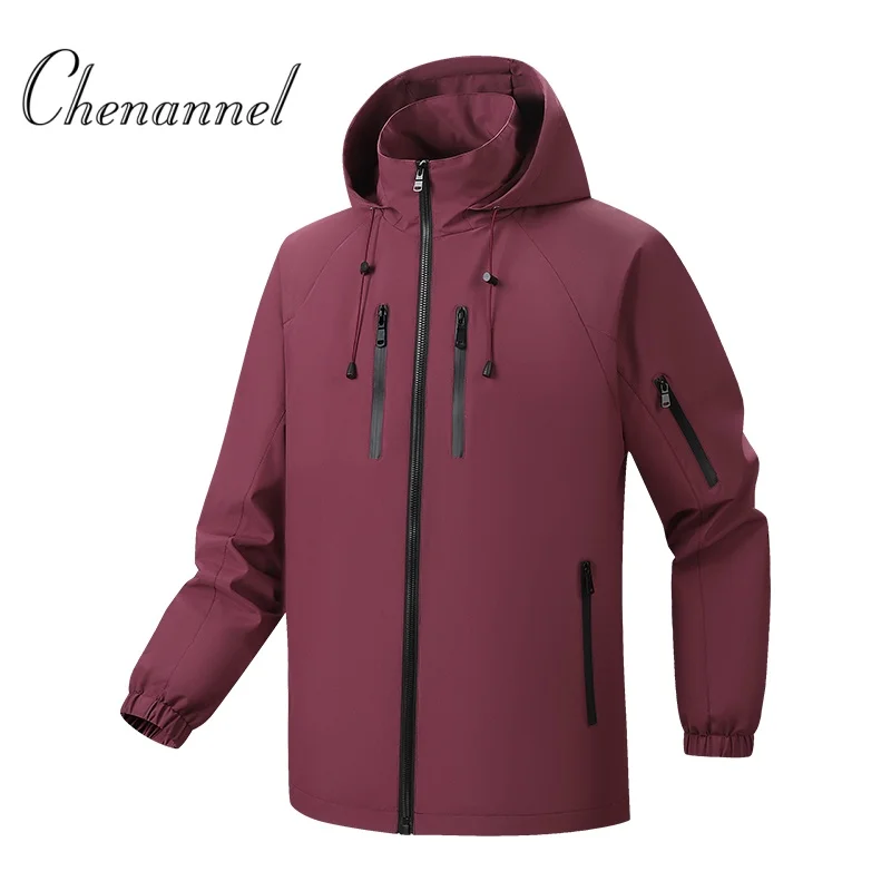 

Spring jacket men's hooded couple wear men's and women's same solid color charging jacket men's outdoor sports casual top