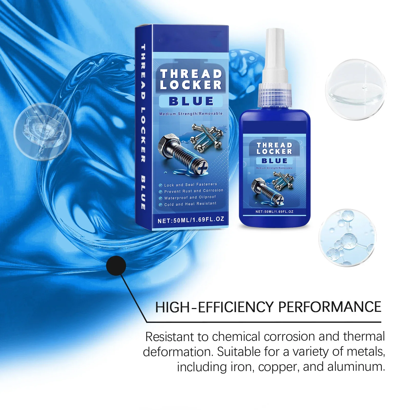 50ml Threadlocker Screw Glue Strong Anti-slip Fastening Thread Locker Caulk Sealers Agent Anaerobic Glue Anti-loose Adhesives