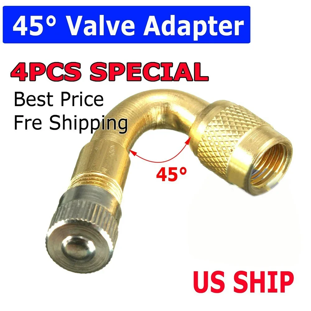 

Practical Extension Valve Tire Extender 45 Degree Accessories Adaptor Air Angle Bend Brass Dust cap Motorcycle