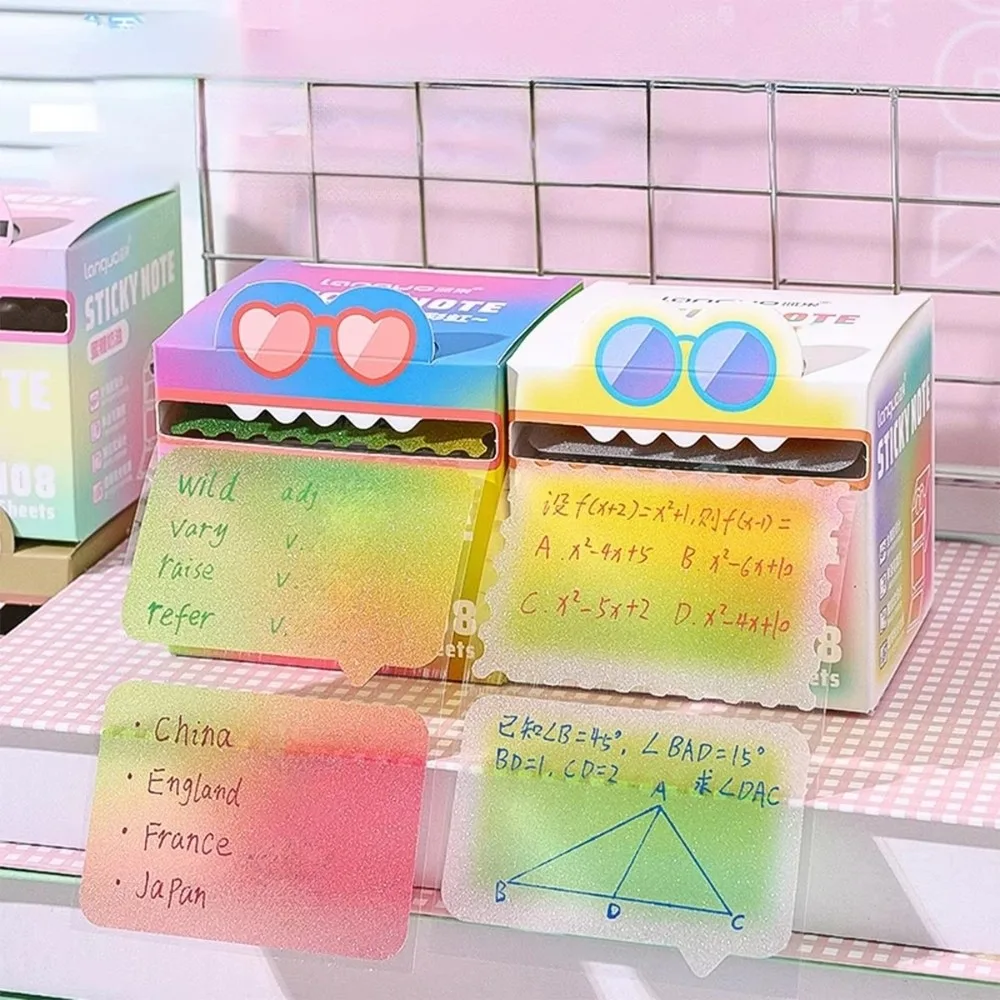 High Quality 108 Sheets Cartoon Memo Pad Paper Pull Out Design Self-Adhesive Sticky Notes Dopamine Pearlescent Transparent