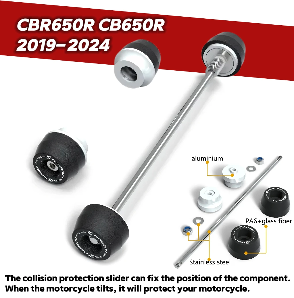 

FOR Honda CBR650R CB650R 2019 2020 2021 2023 2024Motorcycle Wheel Front Rear Axle Front Fork Collision Protection Sliding Block