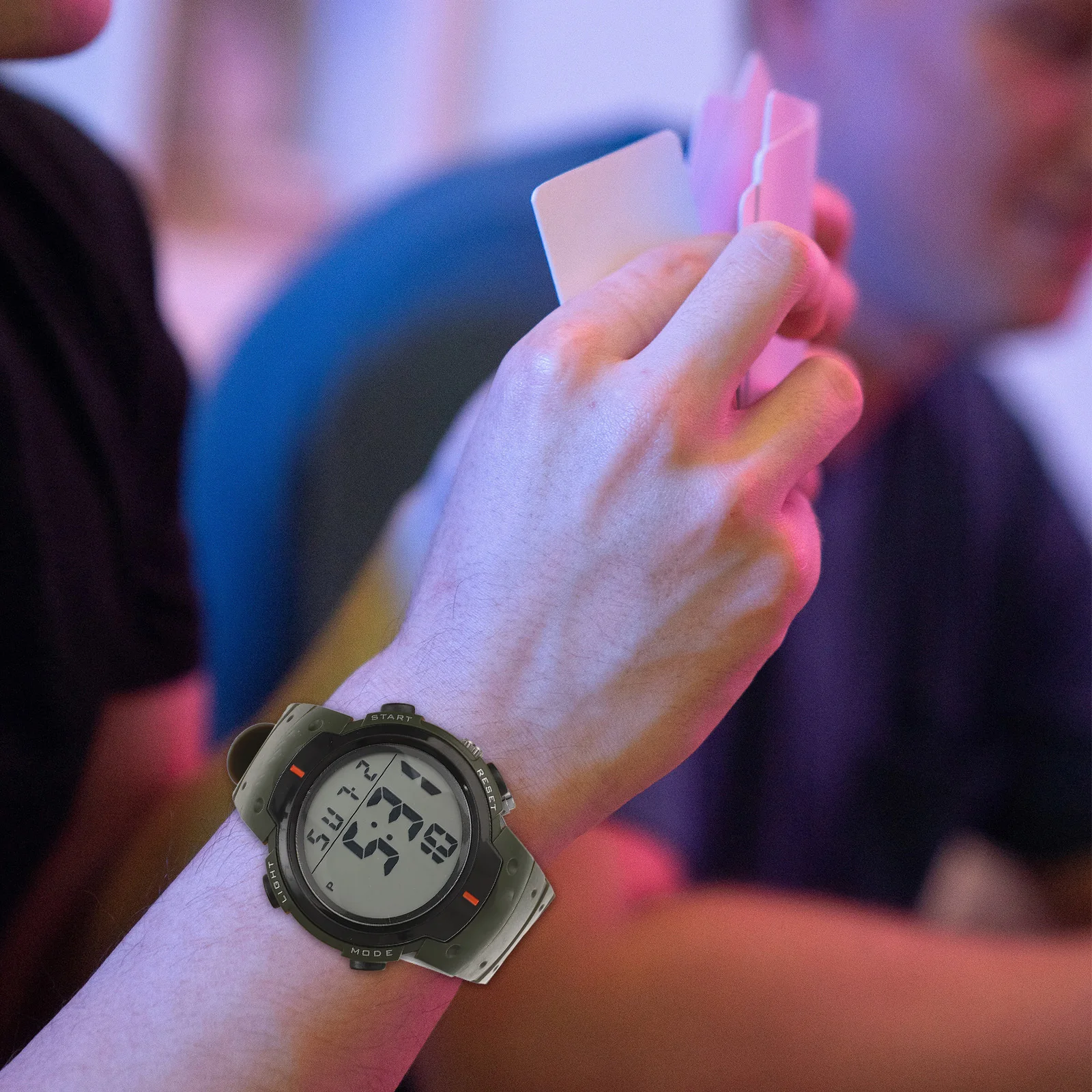 1Pcs Waterproof Electronic Watch Dark Green Multi-Purpose Sports Wristwatch for Man Boys Casual Fashion Luminous Display - Image 3