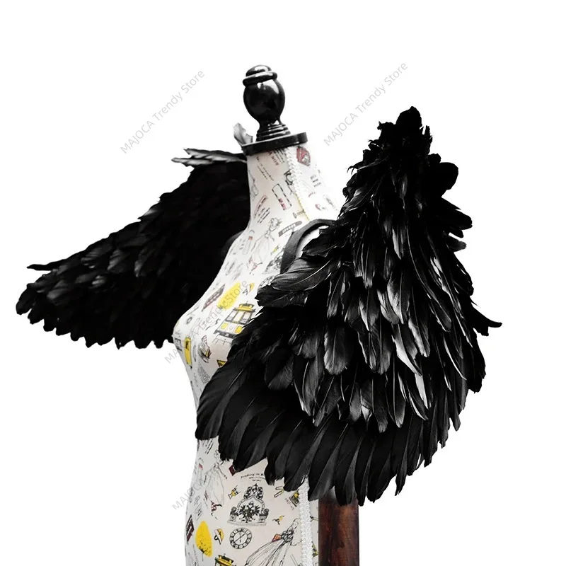 

Black Feather Wings Free Bending Soft Wing Game Cartoon Style Angel Window Show Model Props TV Movie Costume Ailes D'anges