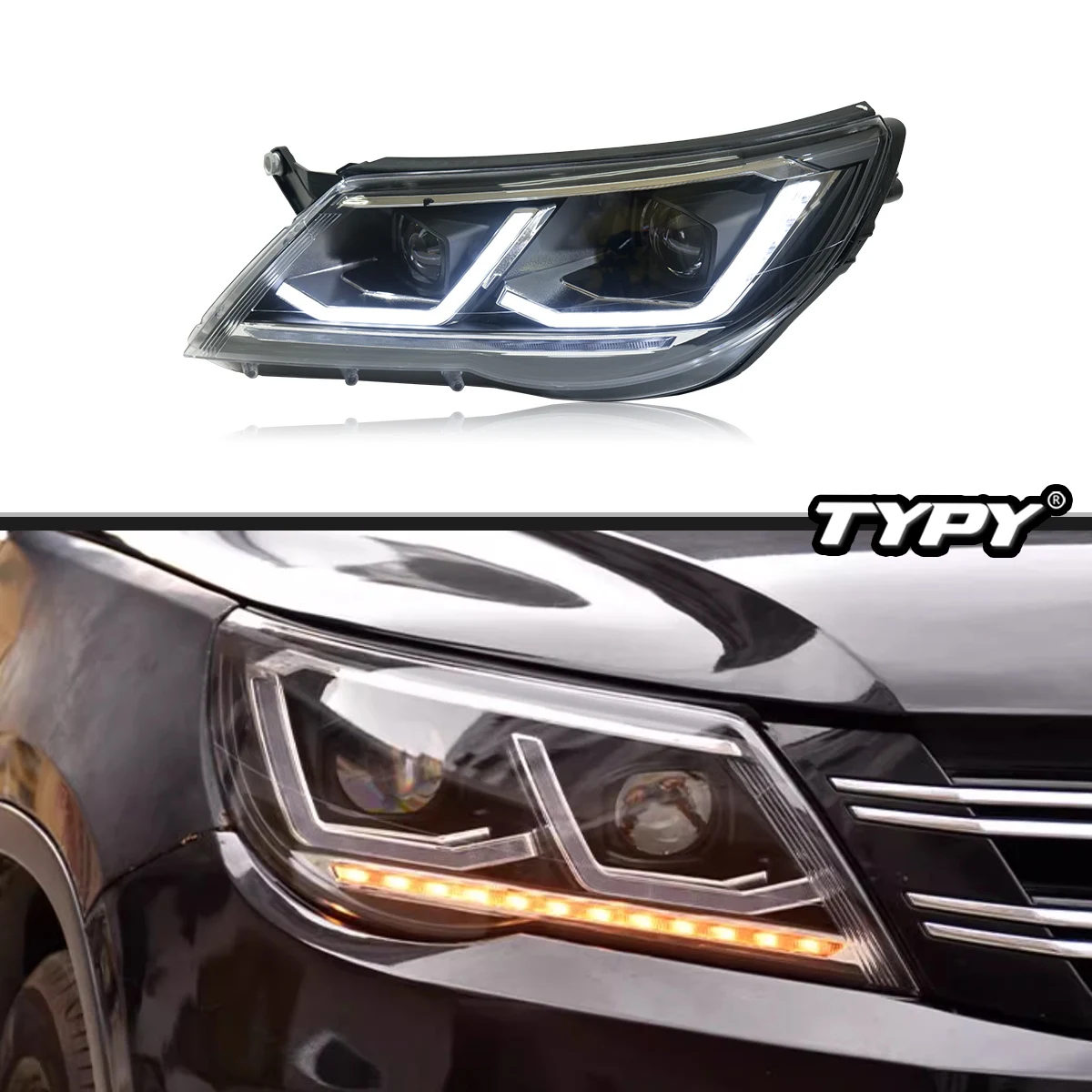 

TYPY новая светодиодная фара, обновленная, модифицированная для фар Tiguan 2007-2012, фара с динамическим сигналом, автоаксессуары