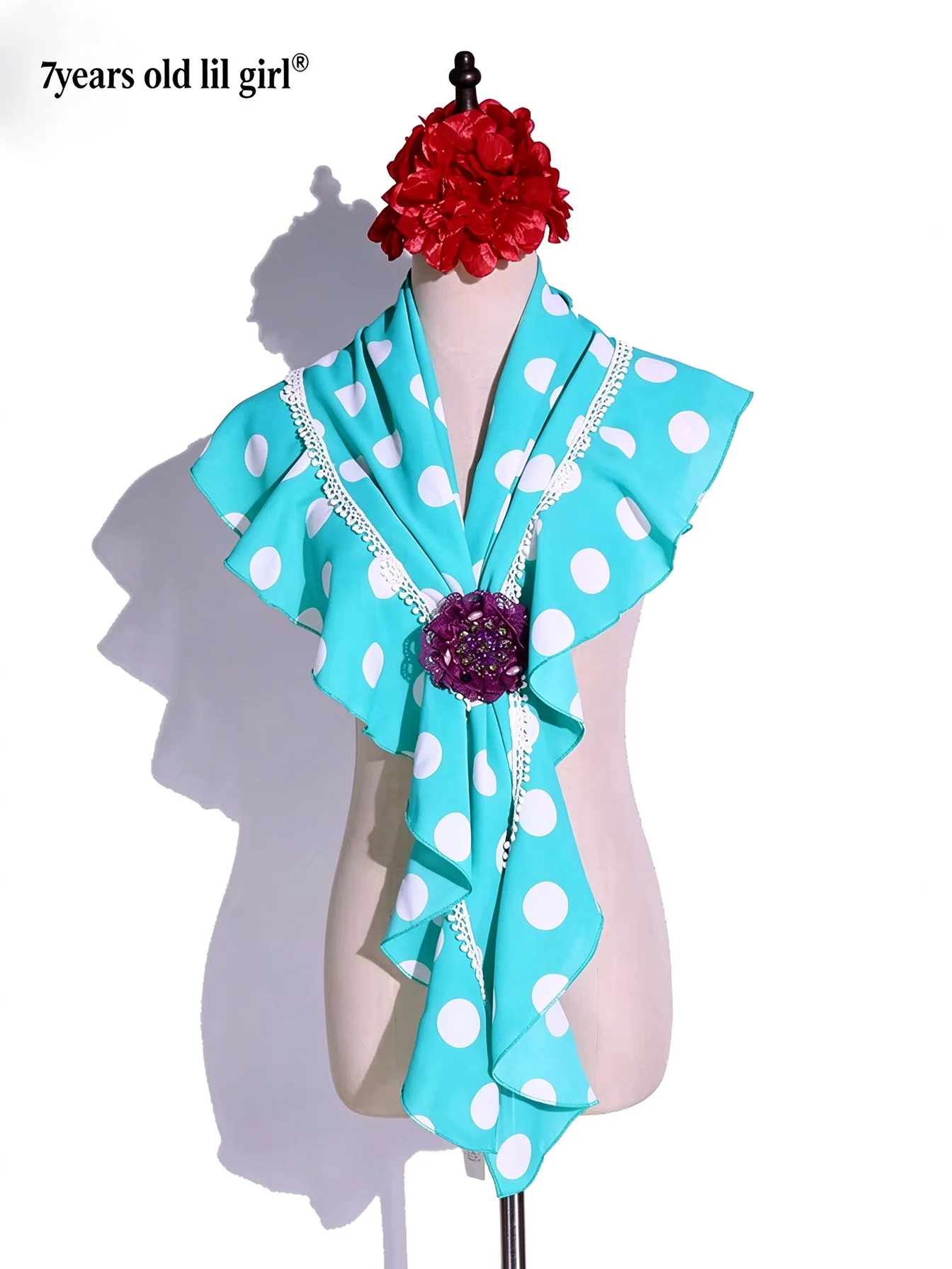 7yearsoldlilgirl Dance Dress Flamenco Boutique Printed Polka Dot Scarf BK409